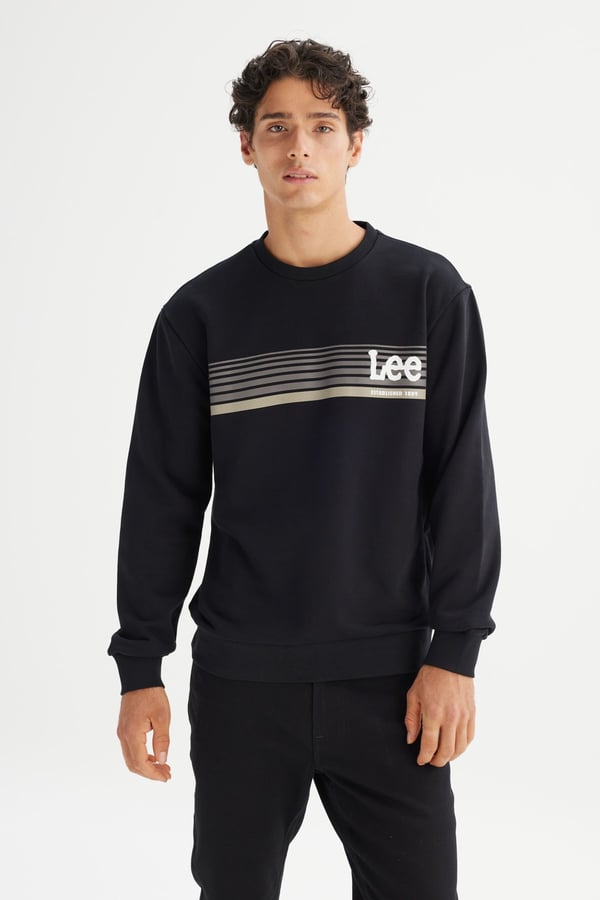 Lee Erkek Baskılı Sweatshirt Siyah Erkek Sweatshirt