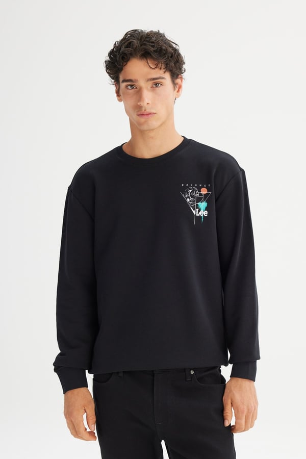 Lee Erkek Baskılı Sweatshirt Siyah Erkek Sweatshirt