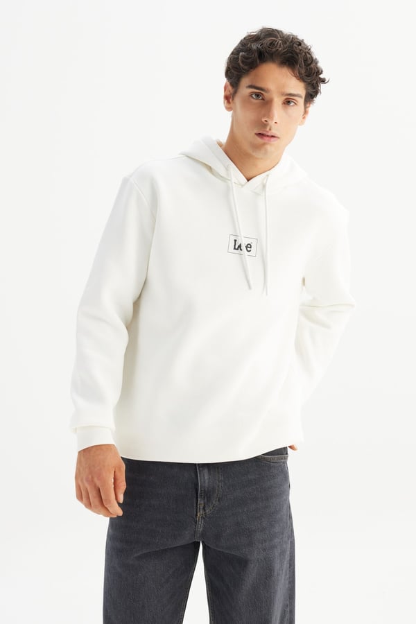 Lee Erkek Mid Logo Hoodie Bej Erkek Sweatshirt