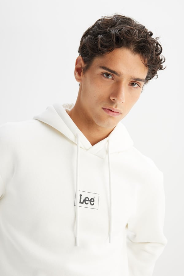 Lee Erkek Mid Logo Hoodie Bej Erkek Sweatshirt