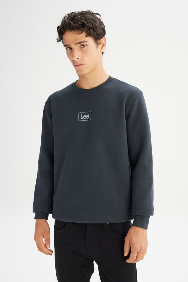 Lee Erkek Mid Logo Sweatshirt Siyah Erkek Sweatshirt