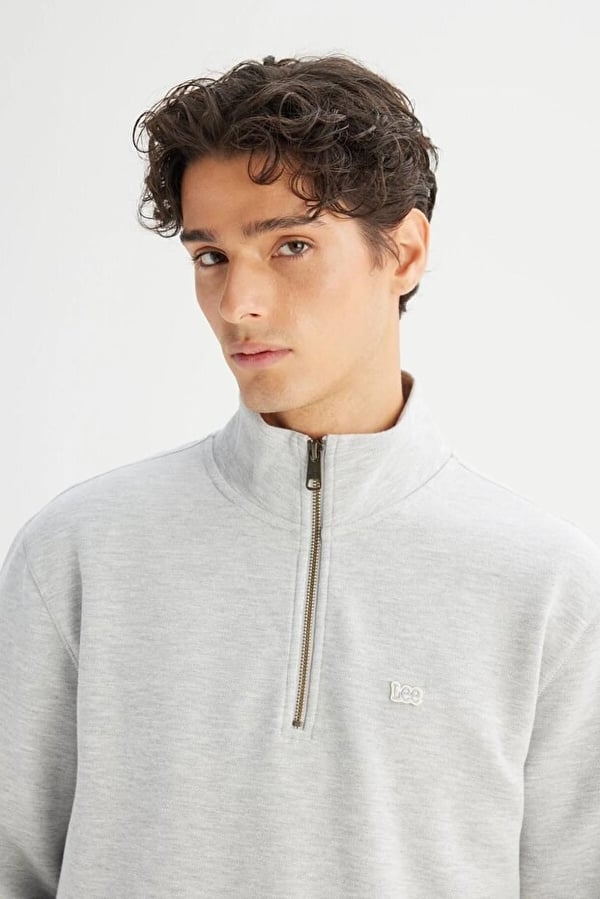 Lee Erkek Pike Interlock Half Zip Sweatshirt Gri Erkek Sweatshirt