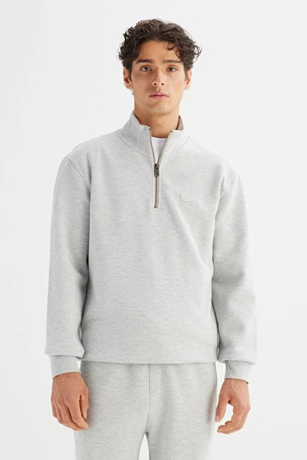 Lee Erkek Pike Interlock Half Zip Sweatshirt Gri Erkek Sweatshirt