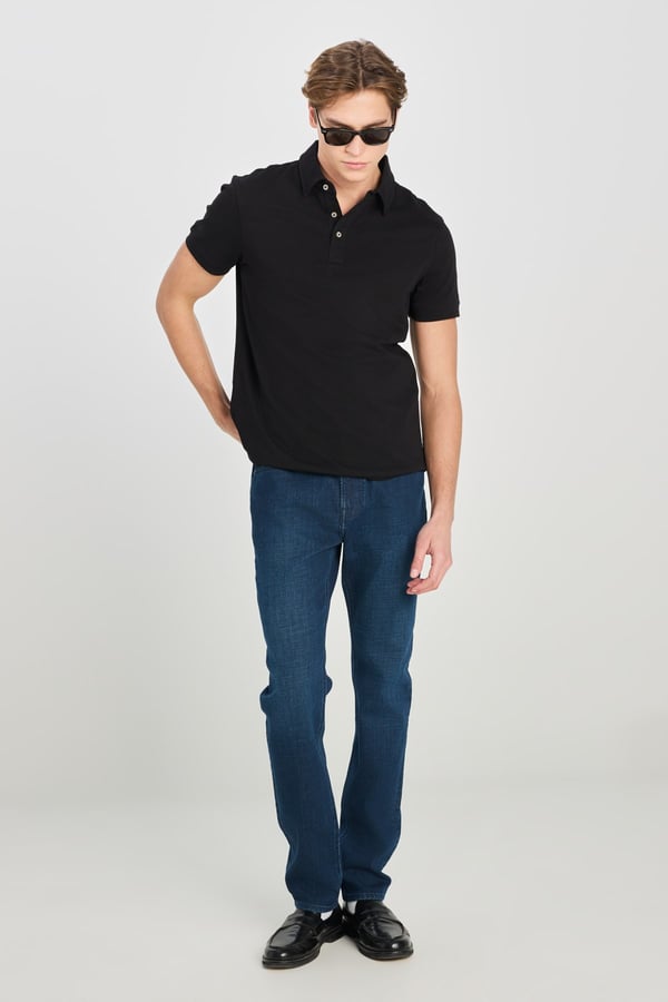 Lee Erkek Regular Fit Polo T-shirt Siyah Erkek T-Shirt
