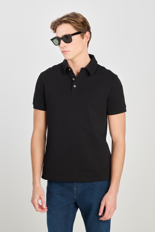 Lee Erkek Regular Fit Polo T-shirt Siyah Erkek T-Shirt
