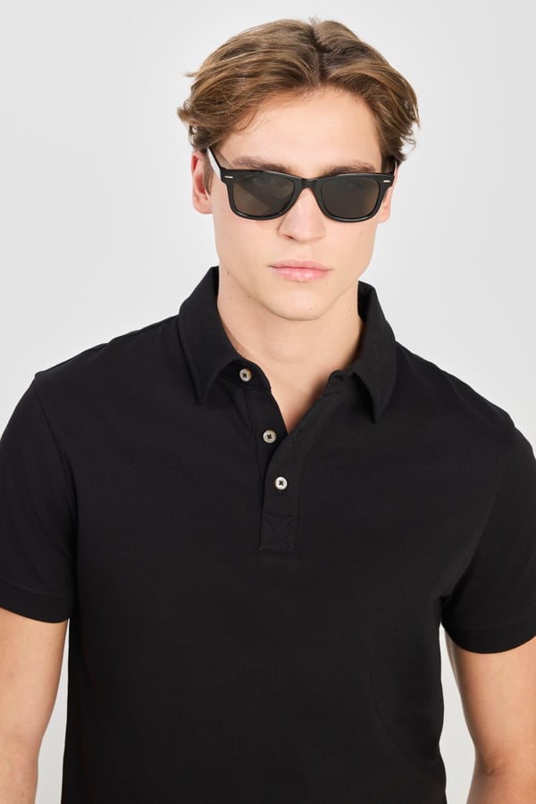 Lee Erkek Regular Fit Polo T-shirt Siyah Erkek T-Shirt