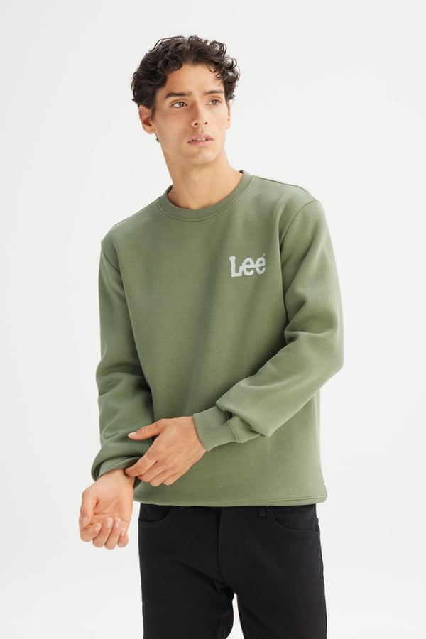 Lee Erkek Small Logo Sweatshirt Haki Erkek Sweatshirt