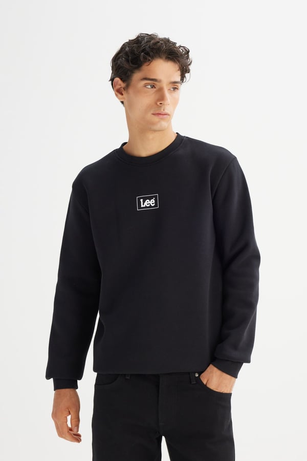 Lee Mid Logo Baskılı Sweatshirt Siyah Erkek Sweatshirt