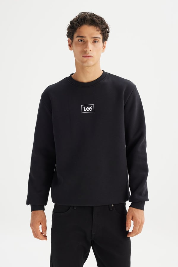 Lee Mid Logo Baskılı Sweatshirt Siyah Erkek Sweatshirt