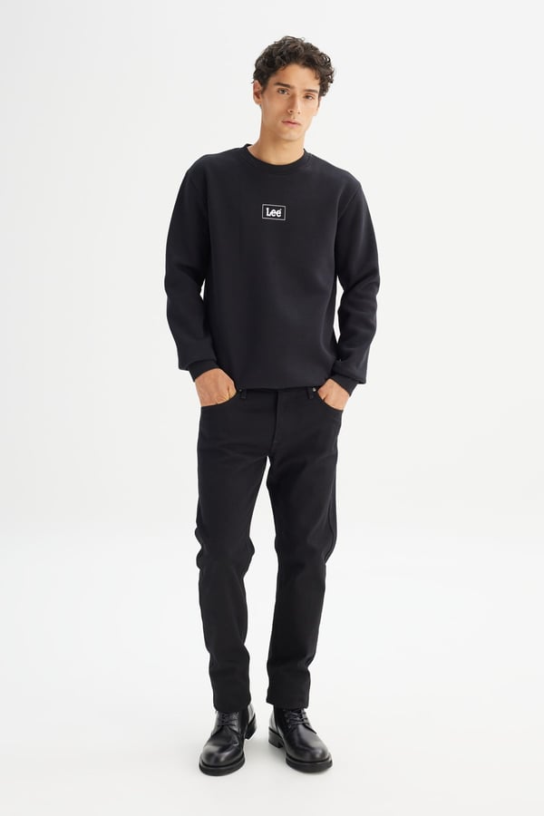 Lee Mid Logo Baskılı Sweatshirt Siyah Erkek Sweatshirt