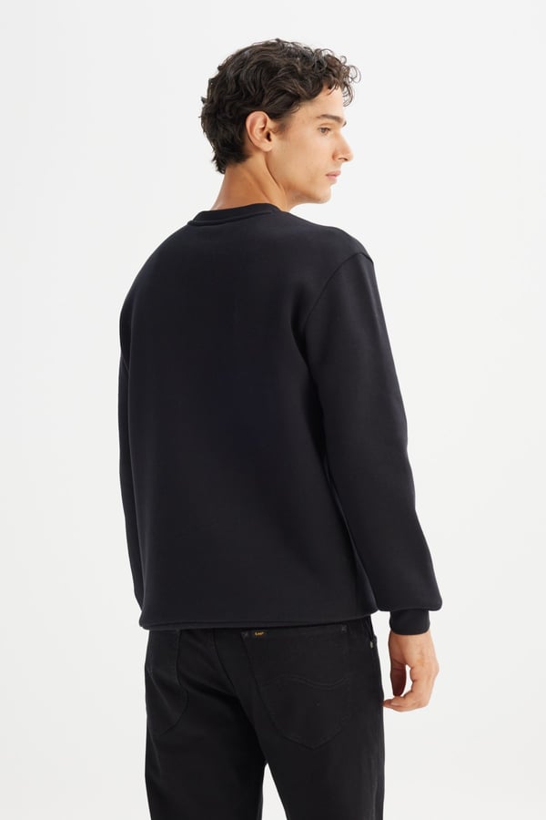 Lee Mid Logo Baskılı Sweatshirt Siyah Erkek Sweatshirt