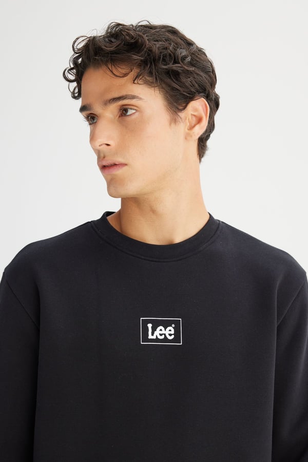 Lee Mid Logo Baskılı Sweatshirt Siyah Erkek Sweatshirt
