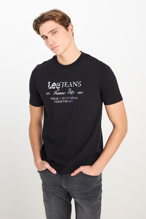 Lee Regular Fit Grafik Baskılı T-shirt Siyah Erkek T-Shirt