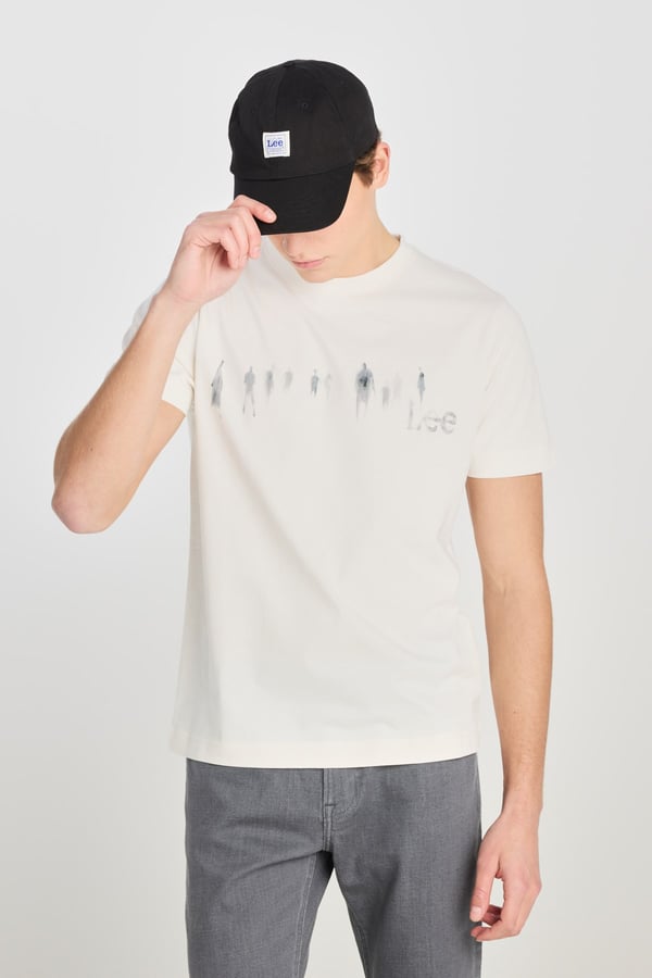 Lee Regular Fit Grafik Baskılı T-shirt Bej Erkek T-Shirt