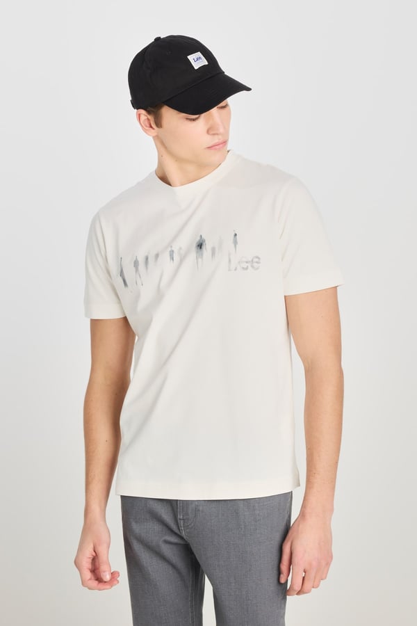 Lee Regular Fit Grafik Baskılı T-shirt Bej Erkek T-Shirt