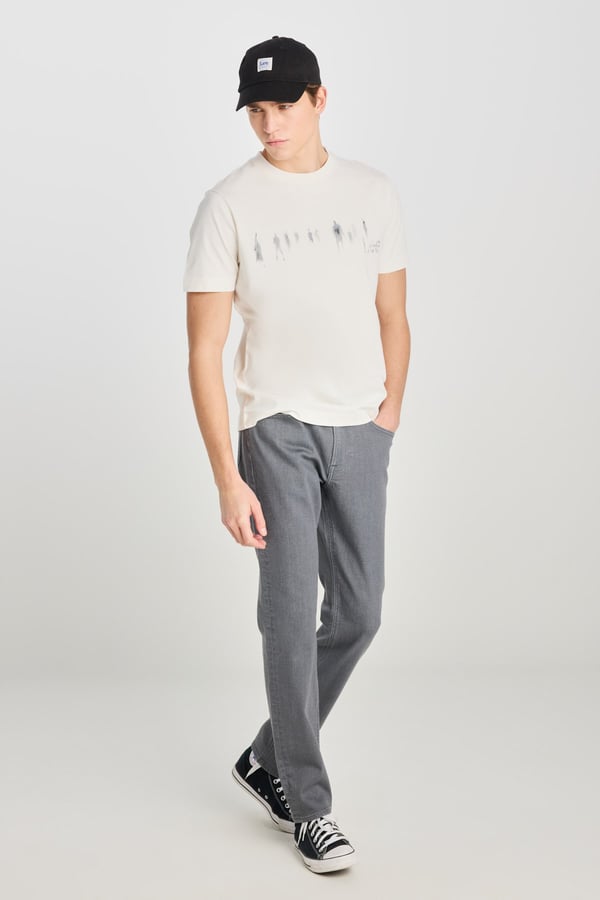Lee Regular Fit Grafik Baskılı T-shirt Bej Erkek T-Shirt