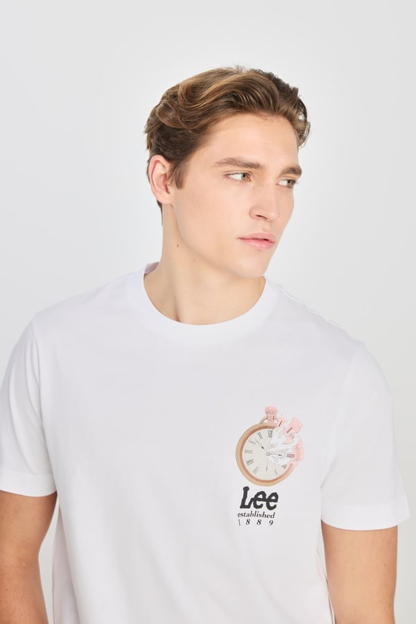 Lee Regular Fit Grafik Baskılı T-shirt Beyaz Erkek T-Shirt