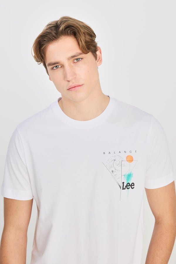 Lee Regular Fit Grafik Baskılı T-shirt Beyaz Erkek T-Shirt