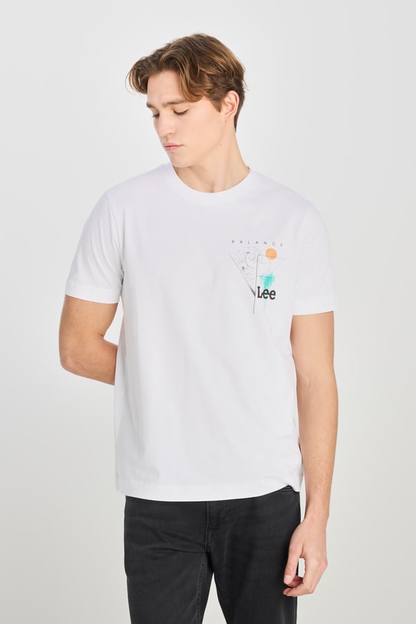 Lee Regular Fit Grafik Baskılı T-shirt Beyaz Erkek T-Shirt