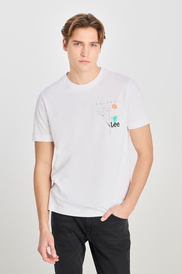 Lee Regular Fit Grafik Baskılı T-shirt Beyaz Erkek T-Shirt