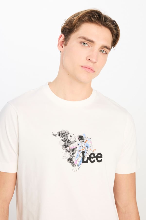 Lee Regular Fit Grafik Baskılı T-shirt Beyaz Erkek T-Shirt
