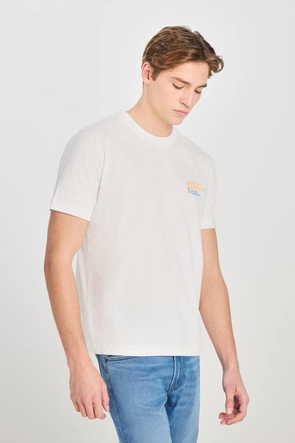 Lee Regular Fit Grafik Baskılı T-shirt Bej Erkek T-Shirt