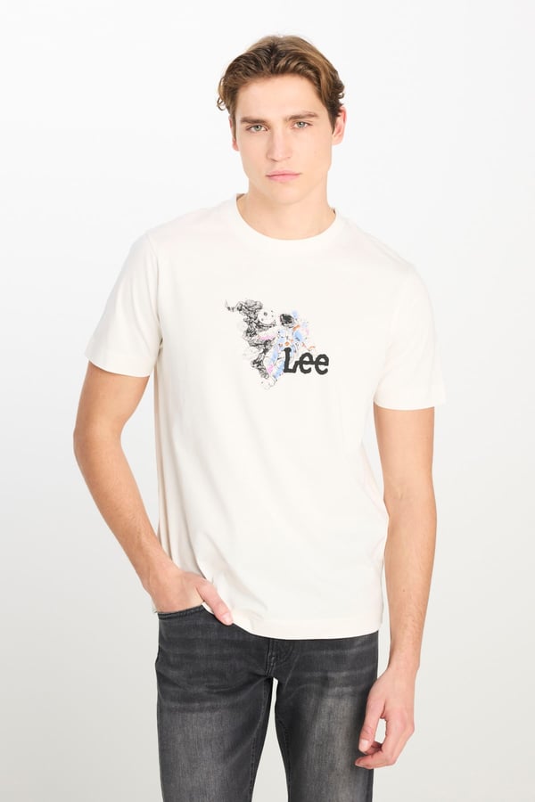 Lee Regular Fit Grafik Baskılı T-shirt Beyaz Erkek T-Shirt