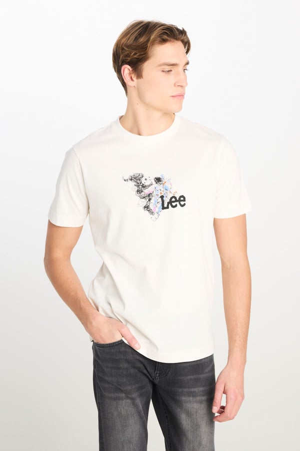 Lee Regular Fit Grafik Baskılı T-shirt Beyaz Erkek T-Shirt
