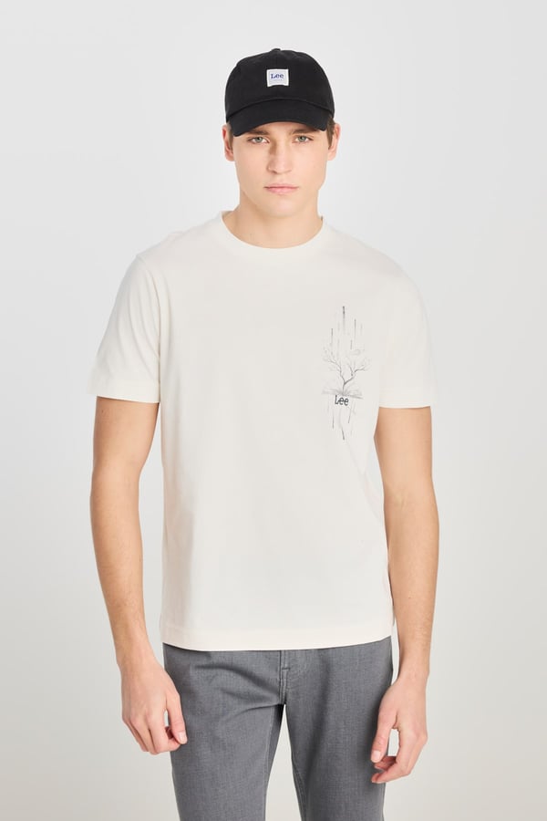 Lee Regular Fit Grafik Baskılı T-shirt Beyaz Erkek T-Shirt