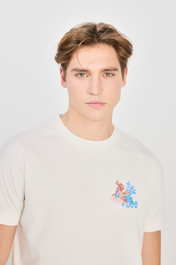 Lee Regular Fit Grafik Baskılı T-shirt Beyaz Erkek T-Shirt