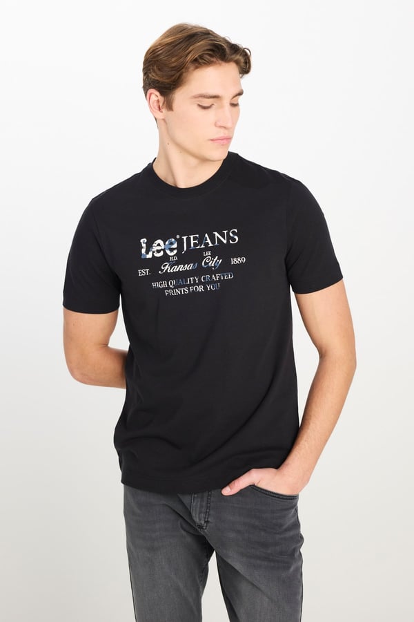 Lee Regular Fit Grafik Baskılı T-shirt Siyah Erkek T-Shirt