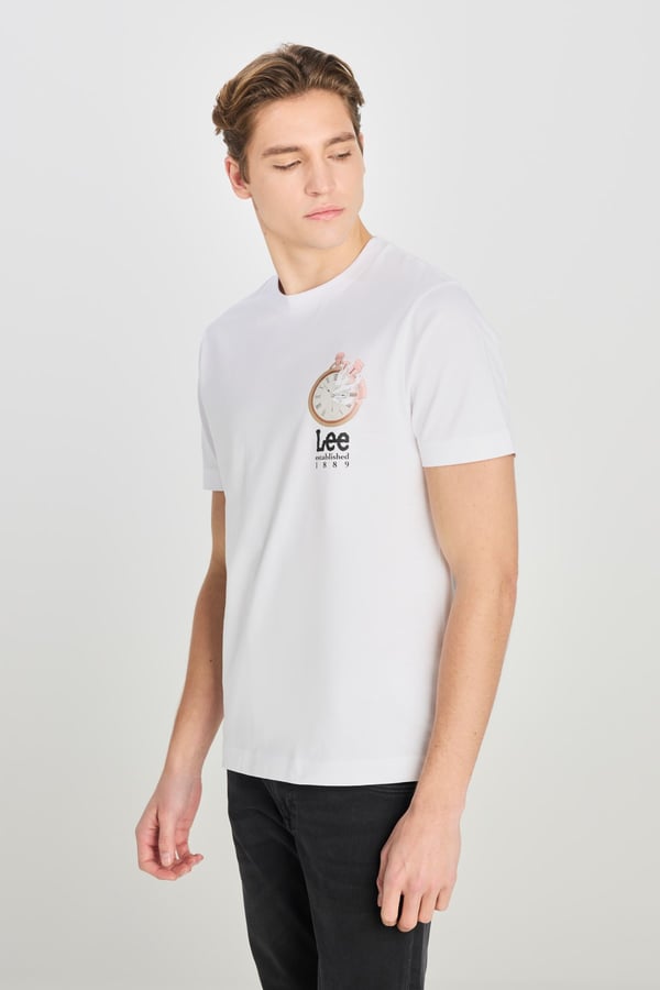 Lee Regular Fit Grafik Baskılı T-shirt Beyaz Erkek T-Shirt