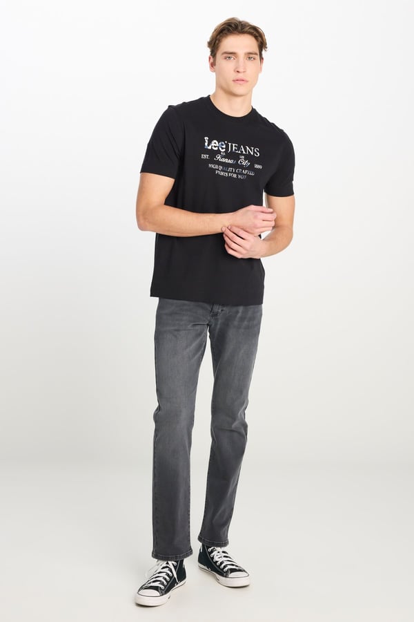Lee Regular Fit Grafik Baskılı T-shirt Siyah Erkek T-Shirt