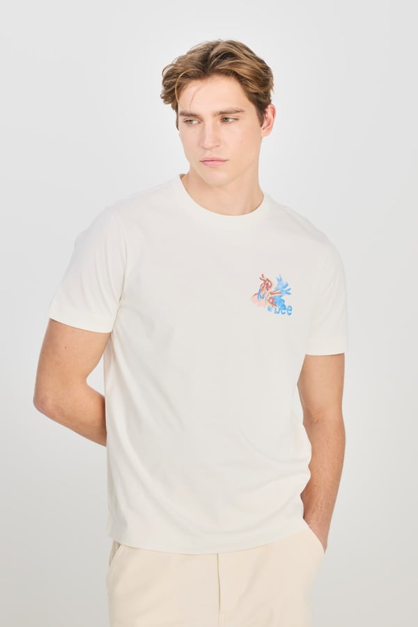 Lee Regular Fit Grafik Baskılı T-shirt Beyaz Erkek T-Shirt
