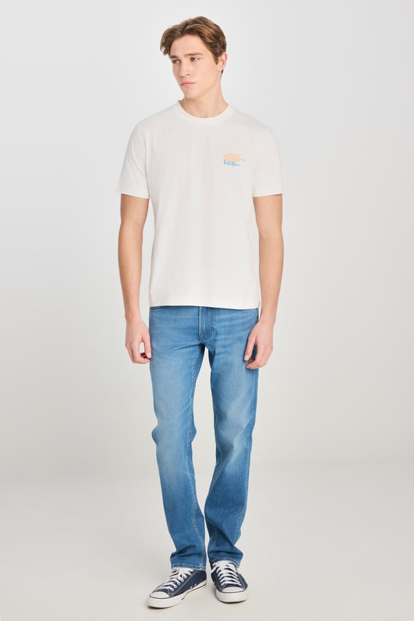 Lee Regular Fit Grafik Baskılı T-shirt Bej Erkek T-Shirt
