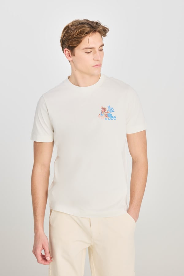 Lee Regular Fit Grafik Baskılı T-shirt Beyaz Erkek T-Shirt