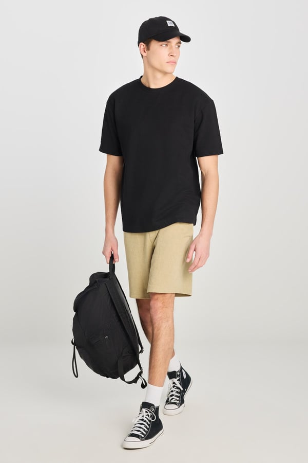 Lee Relaxed Fit Dokulu KumaÅŸlÄ± T-shirt Siyah Erkek T-Shirt