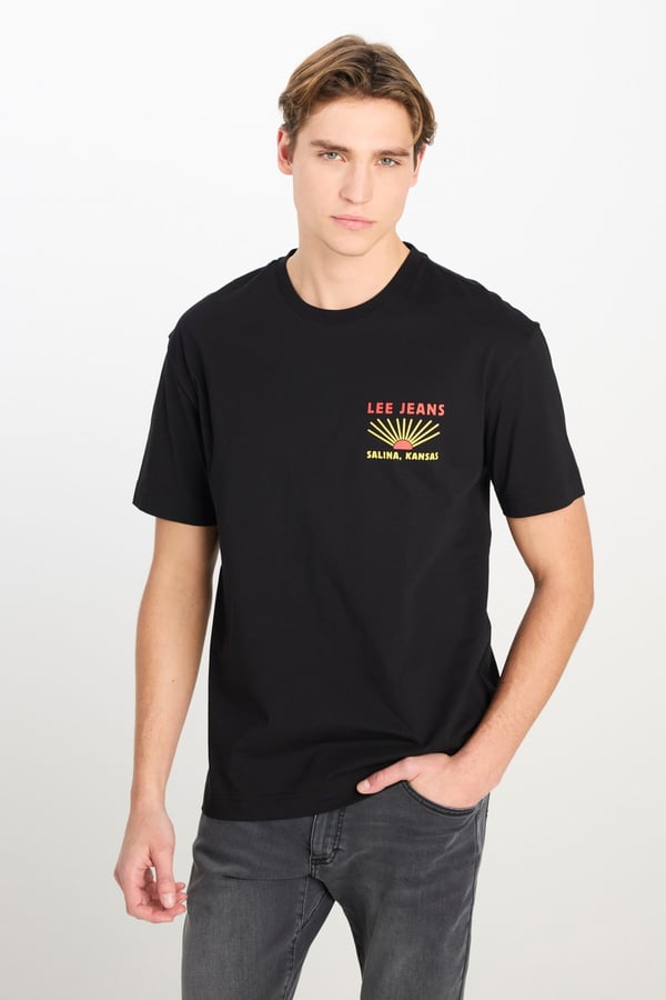 Lee Relaxed Fit Grafik Baskılı T-shirt Siyah Erkek T-Shirt