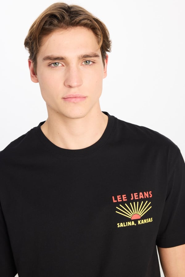 Lee Relaxed Fit Grafik Baskılı T-shirt Siyah Erkek T-Shirt