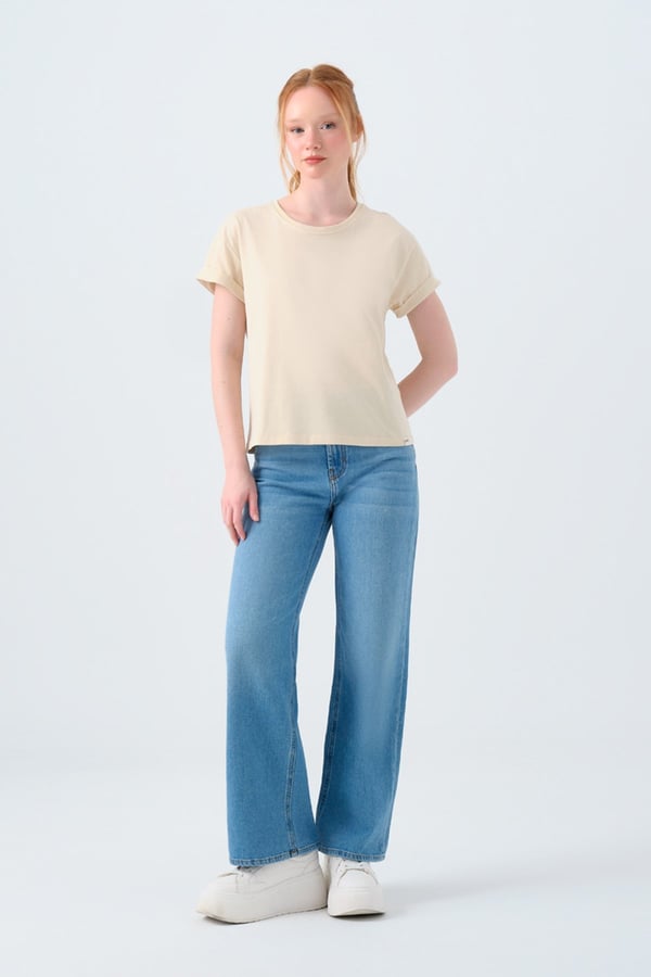 Loft LF 2035741 W TSS Bej Kadın T-Shirt
