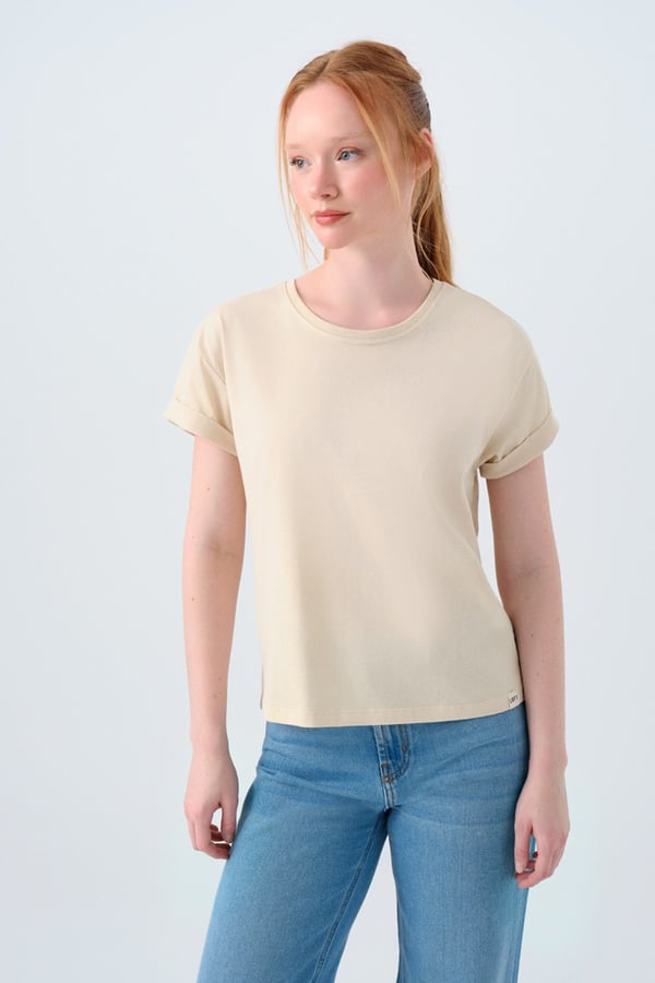 Loft LF 2035741 W TSS Bej Kadın T-Shirt