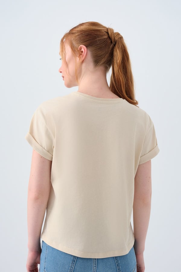 Loft LF 2035741 W TSS Bej Kadın T-Shirt
