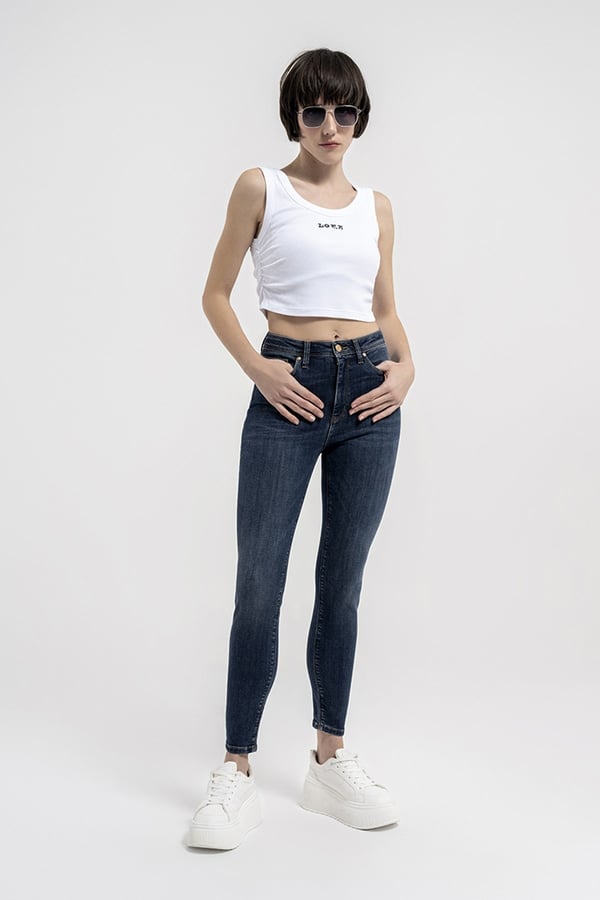 Loft LF 2036025 NATALIE CINDY NIGHT BLUE WASH W PNT Lacivert Kadın Kot Pantolon
