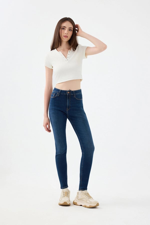Loft LF 2037056 NATALIE MINAEL DARK BLUE WASH W PNT Lacivert Kadın Kot Pantolon