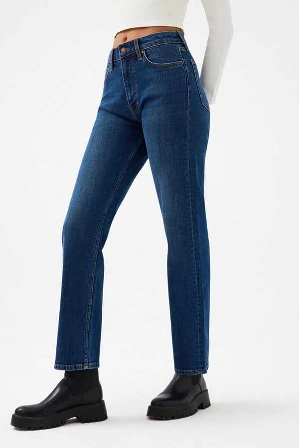 Loft LF 2037063  CARMEN DARK WASH W PNT Lacivert Kadın Kot Pantolon