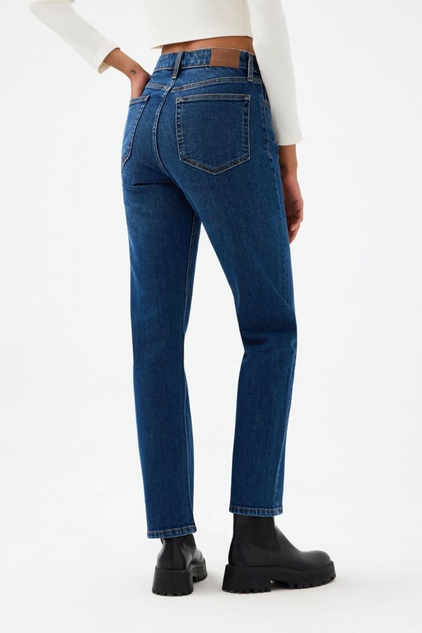 Loft LF 2037063  CARMEN DARK WASH W PNT Lacivert Kadın Kot Pantolon