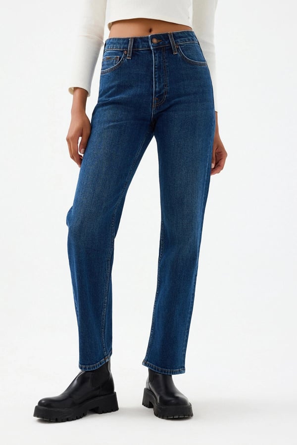 Loft LF 2037063  CARMEN DARK WASH W PNT Lacivert Kadın Kot Pantolon