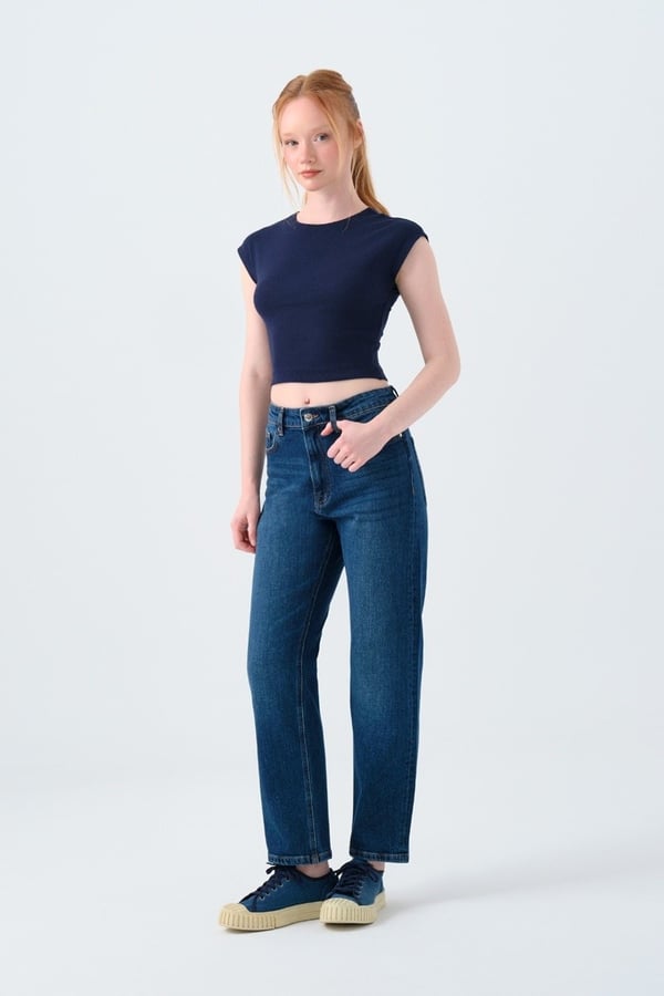Loft LF 2037064 COMFORT STRAIGHT CARMEN MID WASH W PNT Denim Kadın Kot Pantolon