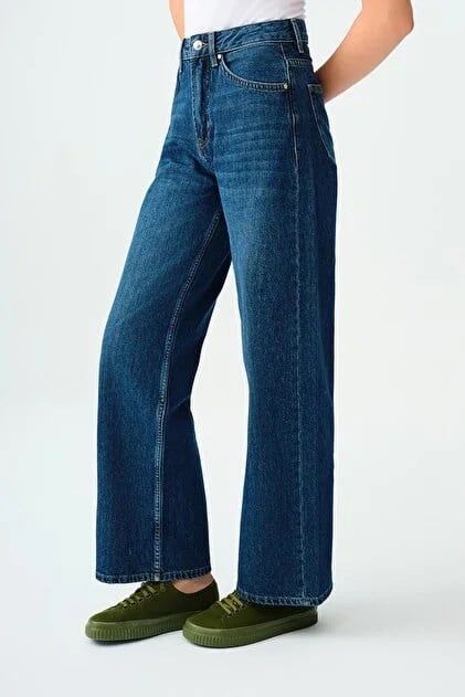 Loft LF 2037068 WIDE LEG NORA MID BLUE WASH W PNT Mavi Kadın Kot Pantolon