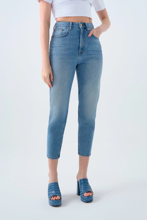Loft LF 2038773 MOM STELLA LIGHT BLUE WASH W PNT Mavi Kadın Kot Pantolon